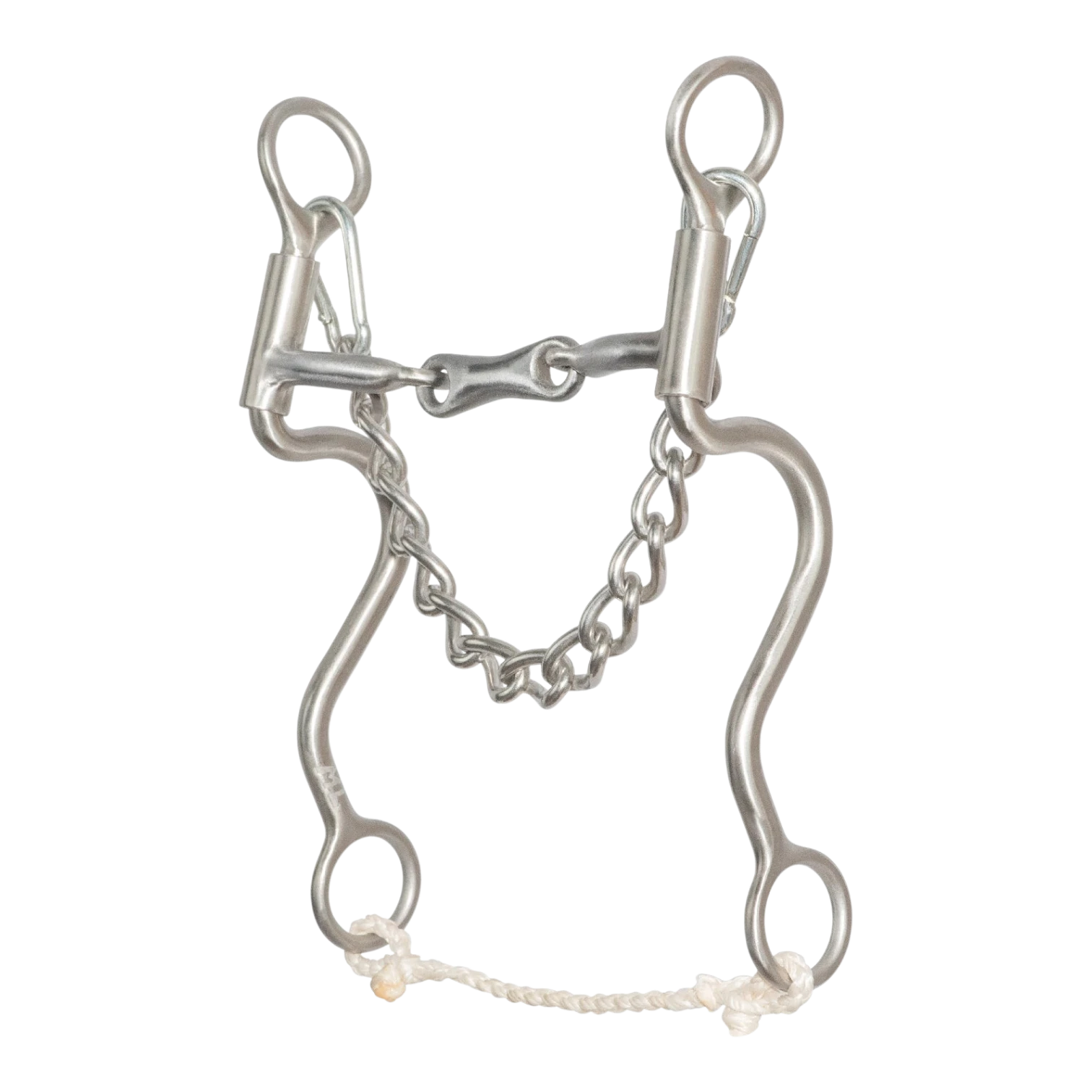 Lone Star Ropes Walt Woodard 3-piece dog bone horse bit with copper inlays, 8-inch cheeks, and rope slobber bar.