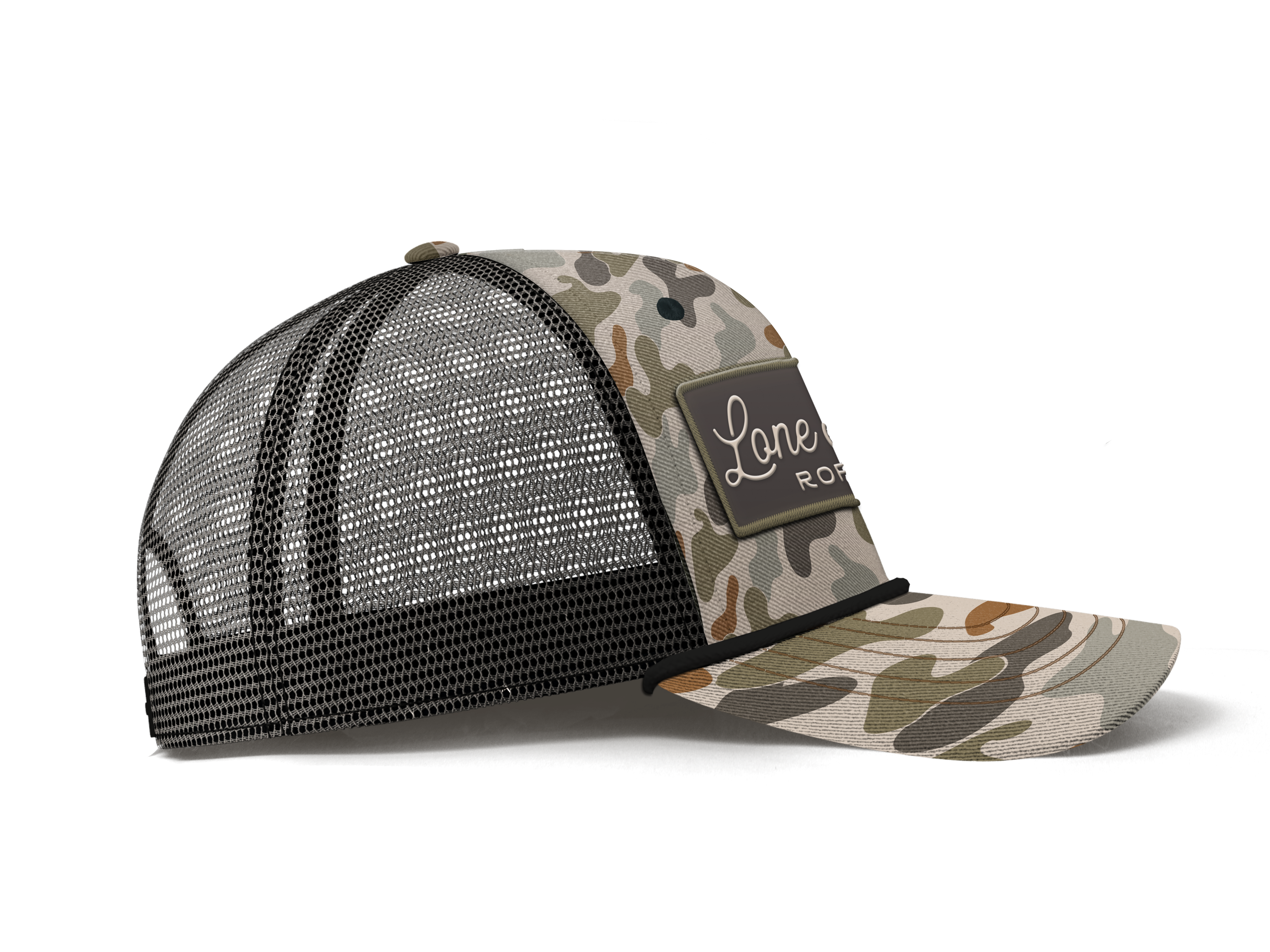 Lone Star Ropes Script Trucker Cap - Old School Camo