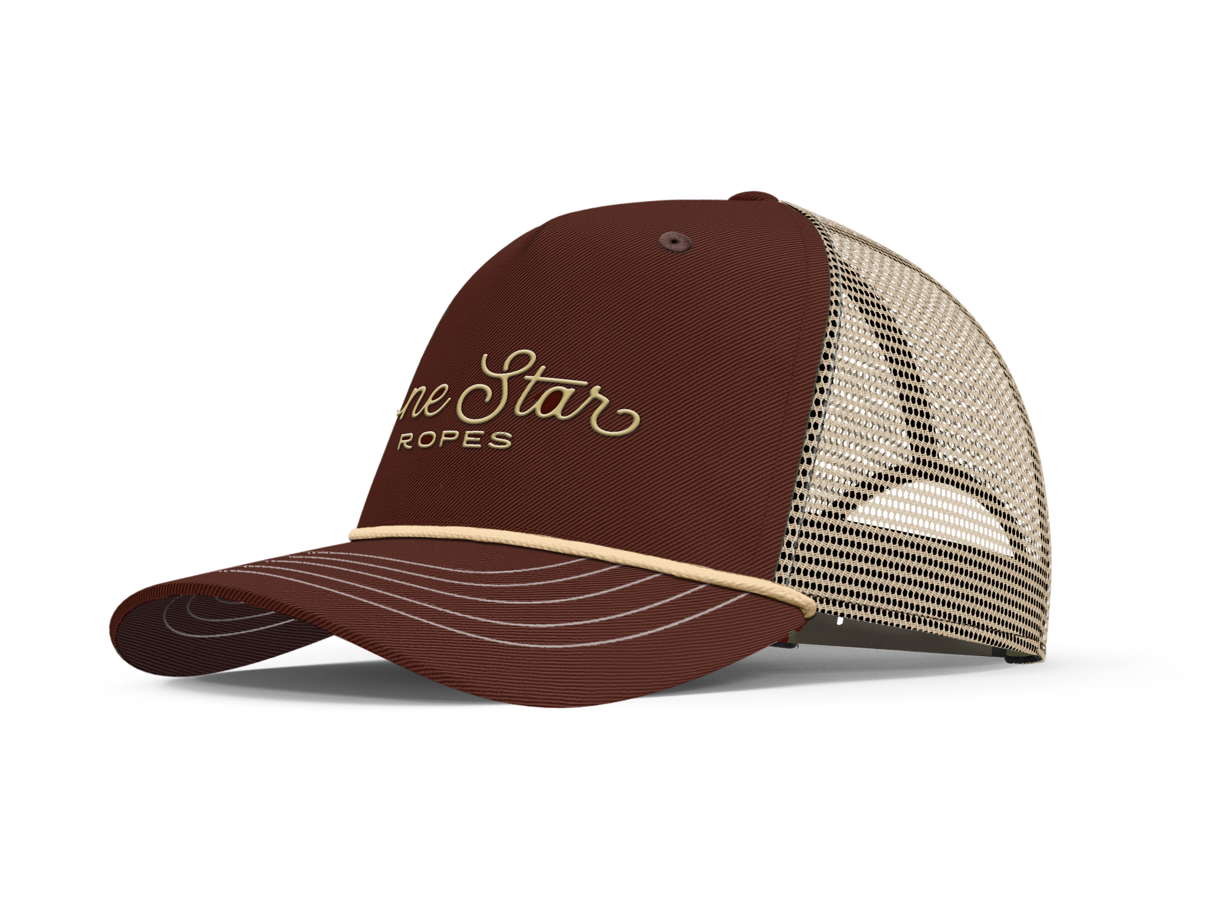 Lone Star Ropes Script Trucker Cap - Maroon/Tan