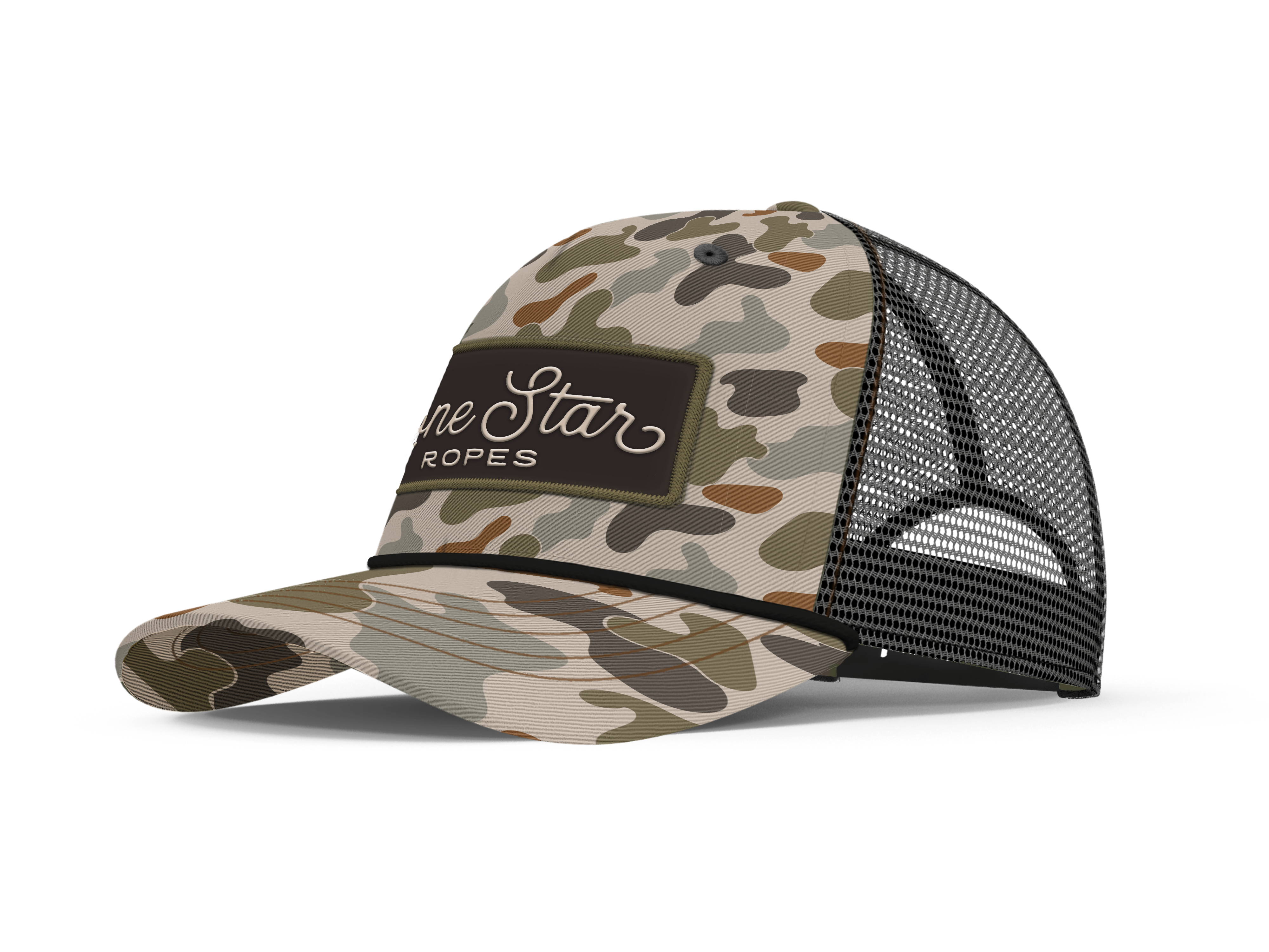 Lone Star Ropes Script Trucker Cap - Old School Camo