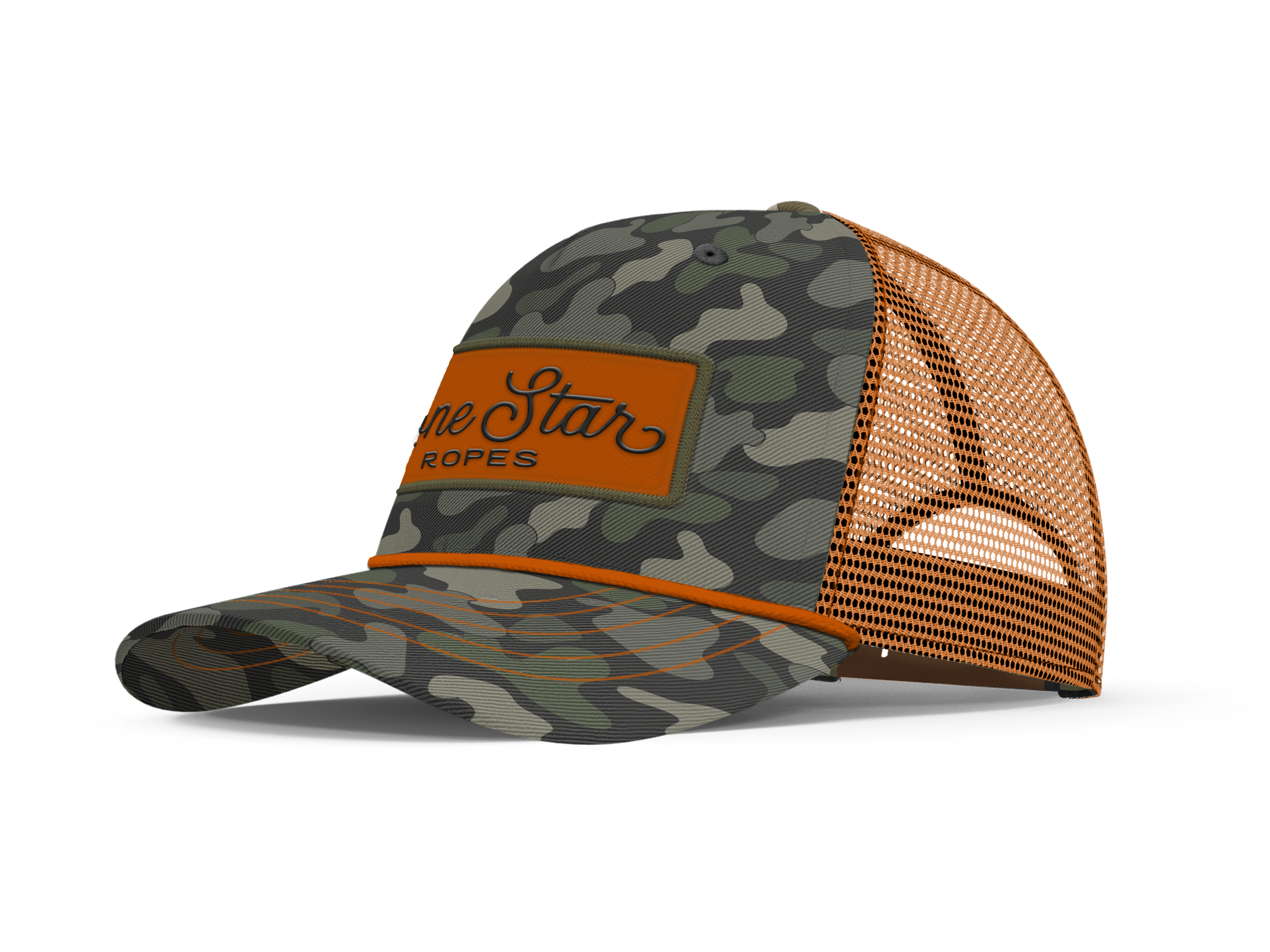 Lone Star Ropes Script Trucker Cap - Dark Duck Camo