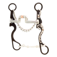 Lone Star Ropes Tyler Magnus Series hinged correctional bit with antique finish, floral trim, and copper roller.