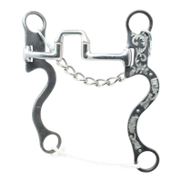 Lone Star Ropes Walt Woodard Legend square correction bit in dark grey steel with floral trim and curb chain